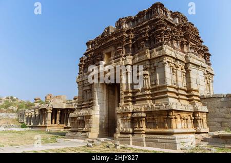 Hampi, Karnataka, India: 16th century Achyutaraya Temple in the old Vijayanagar ruins. Stock Photo