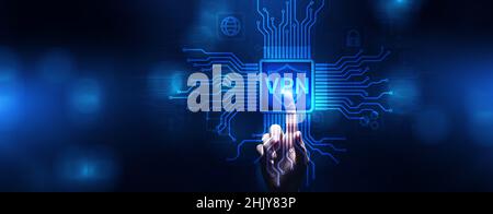 VPN Virtual private network secure connection internet technology concept. Stock Photo