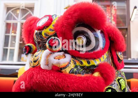 London 1st Feb 2021 Chinese New Year celebrated in Chinatown London Credit: Ian Davidson/Alamy Live News Stock Photo
