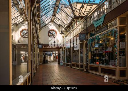 Restored Keighley Royal Arcade shopping centre and underground hidden Edwardian shops, West Yorkshire, England, UK Stock Photo