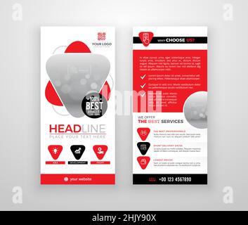 Double-sided DL flyer design. Brochure or flyer template. Layout with modern elements and photo space. Stock Vector