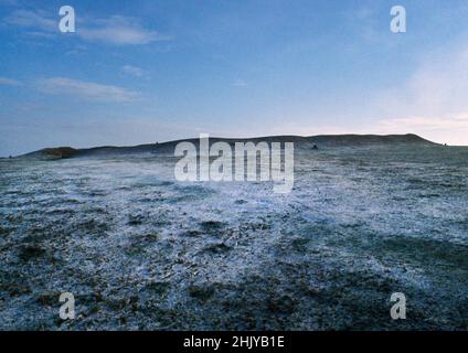 Exterior view looking E at Arbor Low Neolithic circle-henge, Derbyshire, England, UK: an earthen bank & ditch enclosing an oval of limestone slabs. Stock Photo