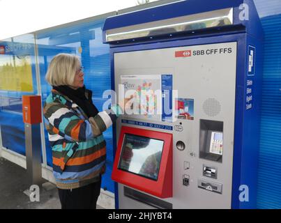 Fahrkartenautomat, Hauptbahnhof, Zürich, Schweiz Stock Photo