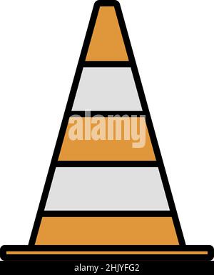 Icon Of Traffic Cone. Editable Bold Outline With Color Fill Design. Vector Illustration. Stock Vector