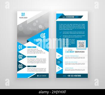 Double-sided DL flyer design. Brochure or flyer template. Layout with modern elements and photo space. Stock Vector