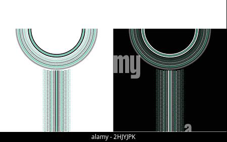 Ethnic neckline embroidery graphics fasion design with geometric shapes for collar shirts or T-shirts vector illustration Stock Vector