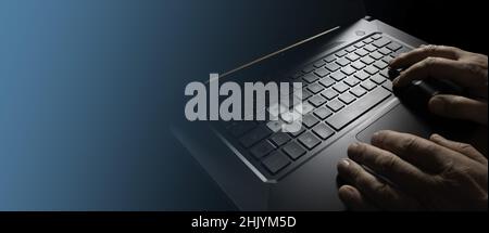 Businessman working modern computer, Virtual online documentation Stock Photo