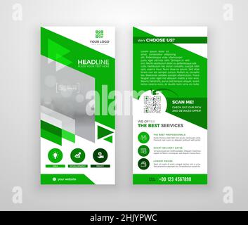 Double-sided DL flyer design. Brochure or flyer template. Layout with modern elements and photo space. Stock Vector
