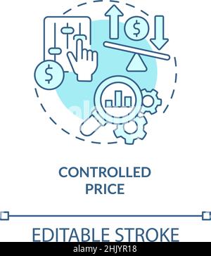 Controlled price turquoise concept icon Stock Vector
