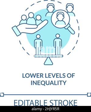 Lower levels on inequality turquoise concept icon Stock Vector