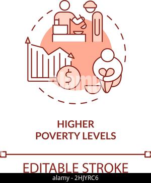 Higher poverty levels red concept icon Stock Vector
