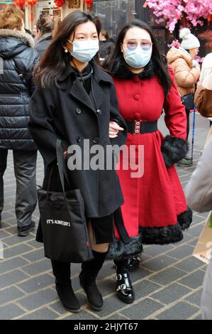 London, UK. 1st Feb, 2022. Chinese New Year 2022 The year of the tiger, celebrated in Chinatown, Soho. Credit: JOHNNY ARMSTEAD/Alamy Live News Stock Photo