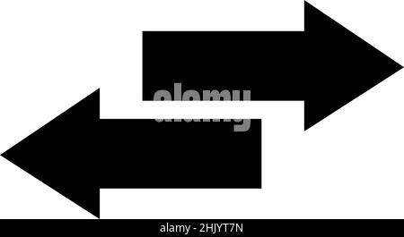 Vector illustration of black arrows, indicating the right and left directions Stock Vector