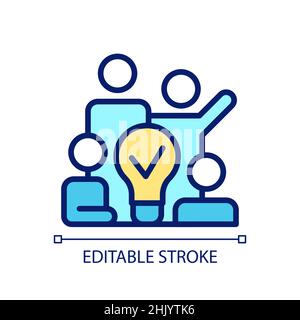 Team brainstorming pixel perfect RGB color icon Stock Vector
