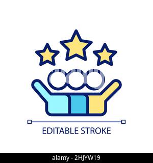 Teamwork success pixel perfect RGB color icon Stock Vector