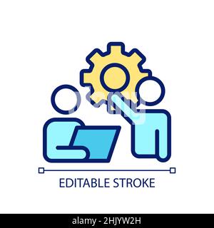 Collaboration pixel perfect RGB color icon Stock Vector