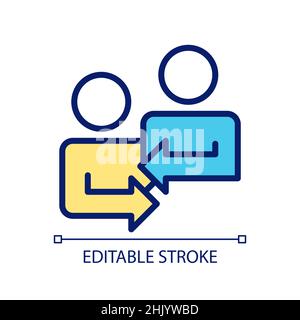Mutual feedback pixel perfect RGB color icon Stock Vector