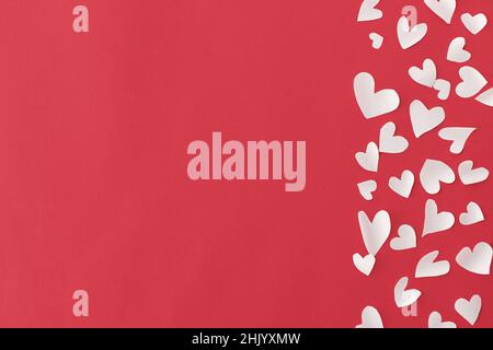 Border frame from red origami paper hearts on gray background. Valentine's  Day absctract. Symbol of love. Copy space, flat lay Stock Photo - Alamy