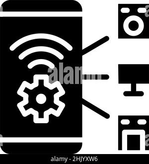 Smart appliances control black glyph icon Stock Vector