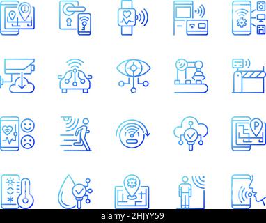IoT gradient linear vector icons set Stock Vector