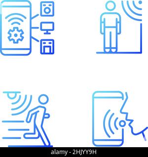 Sensor technology gradient linear vector icons set Stock Vector