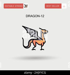 Dragon-12 Simple vector icon. Stock Vector