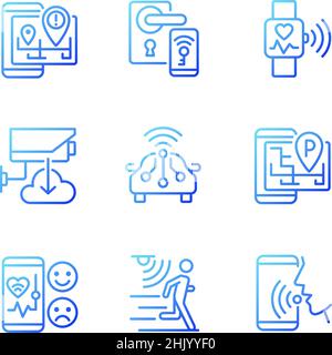 Internet of things gradient linear vector icons set Stock Vector