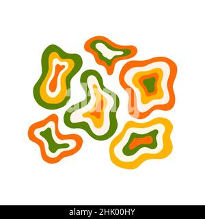 Set of abstract multicolored flowing shapes. Spots are located in each other, curved wavy. Vector isolated illustration hand drawn Stock Vector