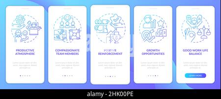 Peaceful office environment blue gradient onboarding mobile app screen Stock Vector