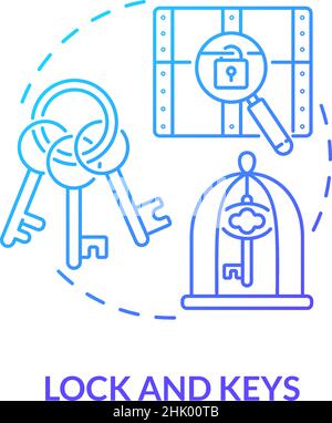 Lock and keys blue gradient concept icon Stock Vector