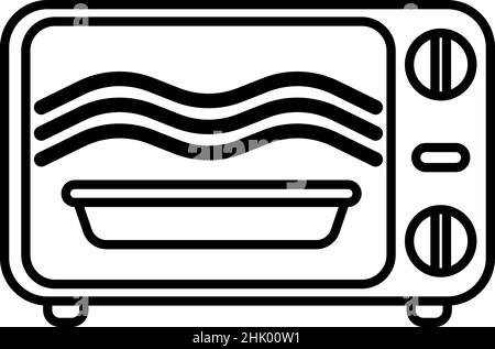 Microwave oven safe isolated on white background. Icon for cookware in ink style. Vector illustration design. Stock Vector