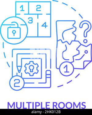 Multiple rooms blue gradient concept icon Stock Vector