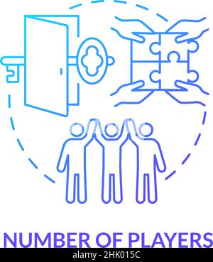 Number of players blue gradient concept icon Stock Vector