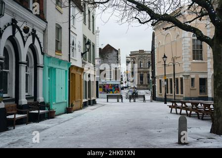 Margate town centre in the snow, Margate, Kent, UK Stock Photo