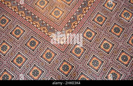 floor parquet, colored and patterned parquets on ground. Stock Photo