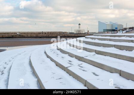 The Droit House and Turner Contemporary art gallery in the snow, Margate, Kent Stock Photo