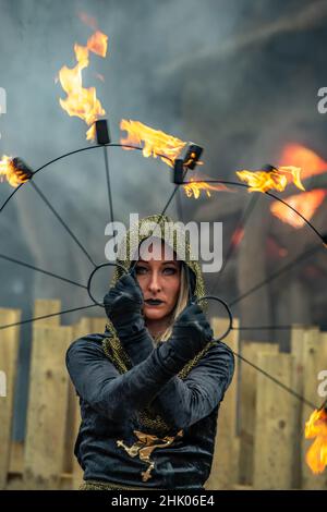 Opening Weekend Of the Wicker Man Rollercoaster at Alton TOwers Theme Park, Spa and Hotel , Staffordshire England Stock Photo