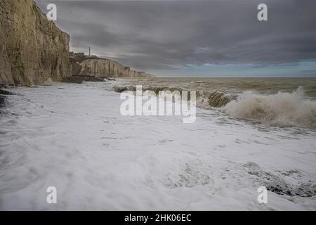 Falaises de Ault coup de vent, Baie de Somme Stock Photo