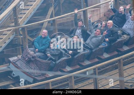 Opening Weekend Of the Wicker Man Rollercoaster at Alton TOwers Theme Park, Spa and Hotel , Staffordshire England Stock Photo