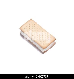 Ice cream sandwich isolated on white background with copyspace. Stock Photo