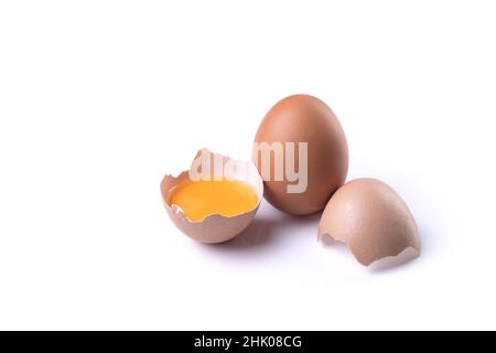 Fresh brown egg isolated on white background. Stock Photo