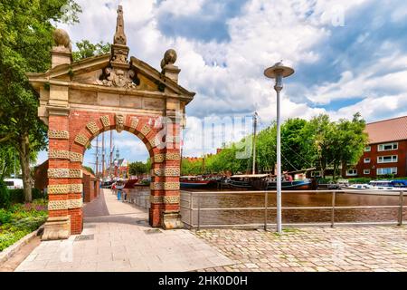 Emden city with Nordertor, Lower Saxony, Germany Stock Photo