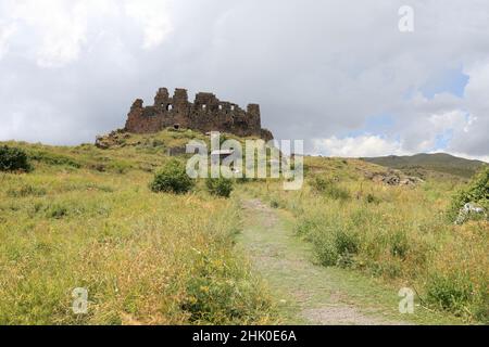 Amberd is a 7th century fortress and an 11th century church located on the slopes of Mount Aragats in the province of Aragatsotn, Armenia Stock Photo