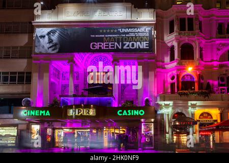 Empire Cinema and Casino in Leicester Square at night, London, England, United Kingdom Stock Photo