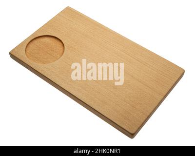 Chopping board or cutting board. A cut out against a white background. Food preparation cutting surface used in the kitchen. Stock Photo