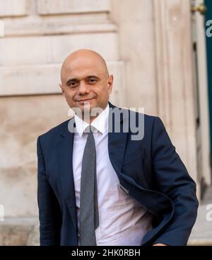 London, UK. 1st Feb, 2022. Sajid Javid, Health Secretary, leaves the Cabinet Office, 70 Whitehall, London, Credit: Ian Davidson/Alamy Live News Stock Photo