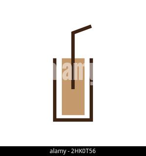 glass with chocolate drink fresh logo design, vector graphic symbol icon illustration creative idea Stock Vector