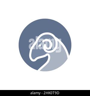 colored circle with head goat logo design, vector graphic symbol icon illustration creative idea Stock Vector