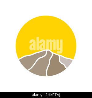 colorful mountain with sunset logo design, vector graphic symbol icon illustration creative idea Stock Vector