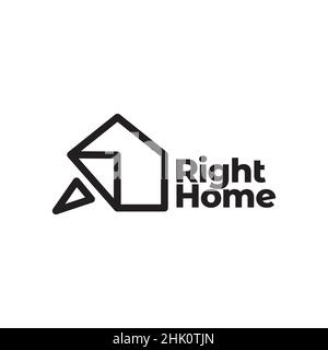 shape home with click cursor logo design, vector graphic symbol icon illustration creative idea Stock Vector